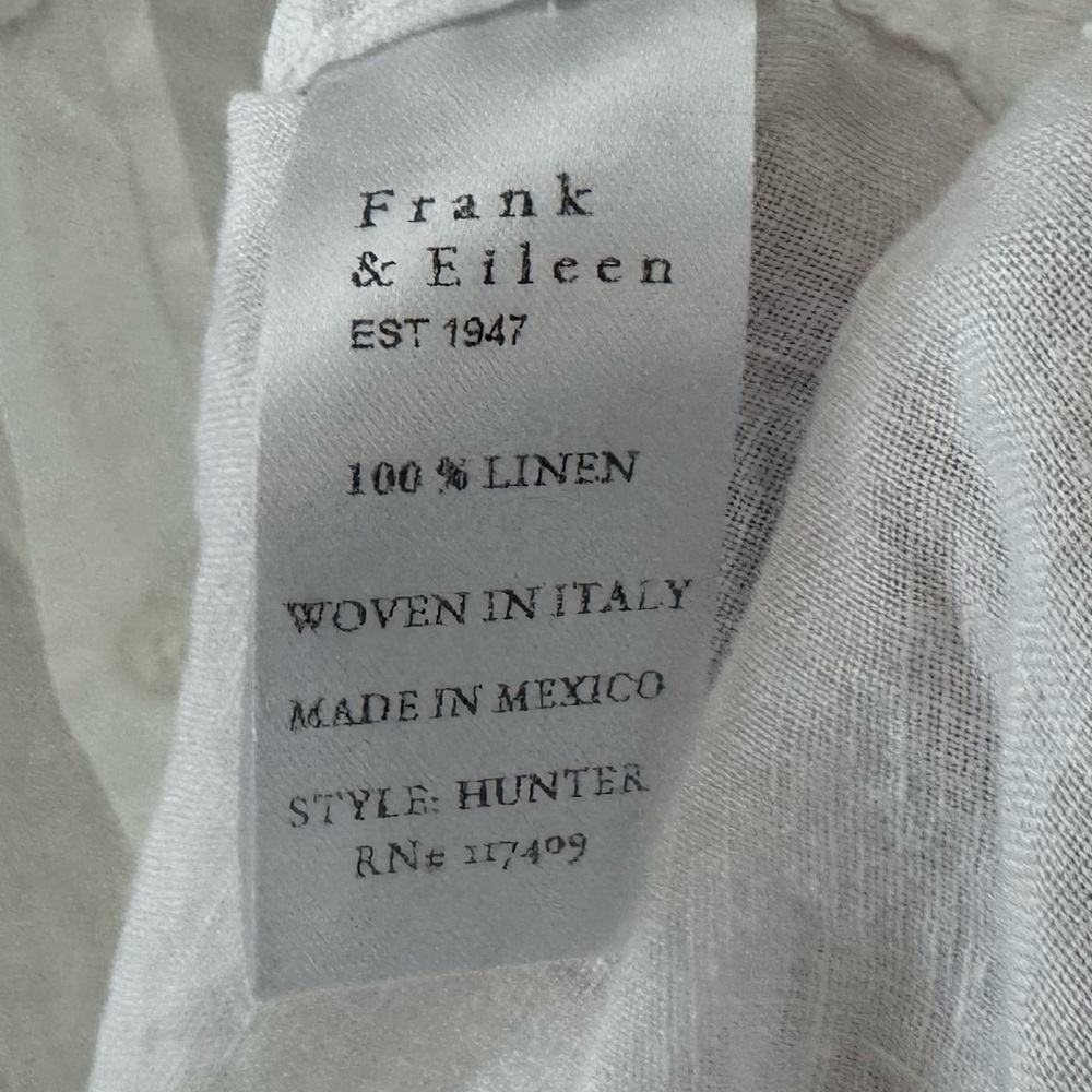 Frank and Eileen Hunter Linen Shirt Dress Med White Long Sleeve Casual Coastal - Picture 11 of 13